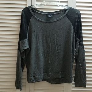 Forever 21 Dark Grey With Sheer Black Accents Top